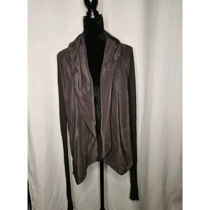 Lia Kes Gray Silk Asymmetrical Hooded Drape Cardigan XS High Fashion Lightweight